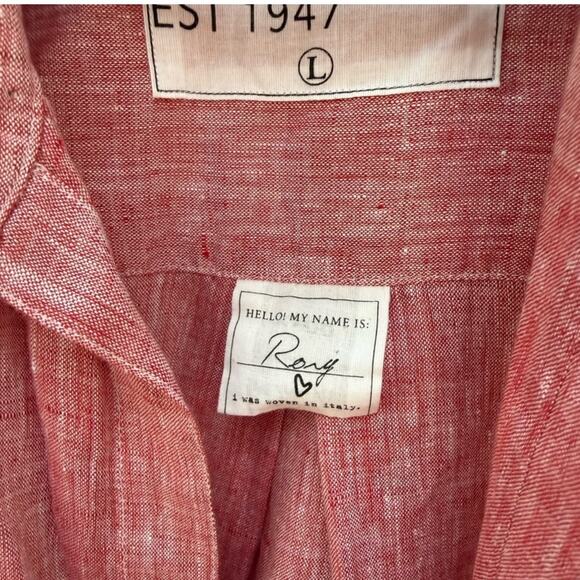 Frank & Eileen Rory Maxi Shirtdress Italian Linen Red Lived-In Linen Size Large - Picture 13 of 16